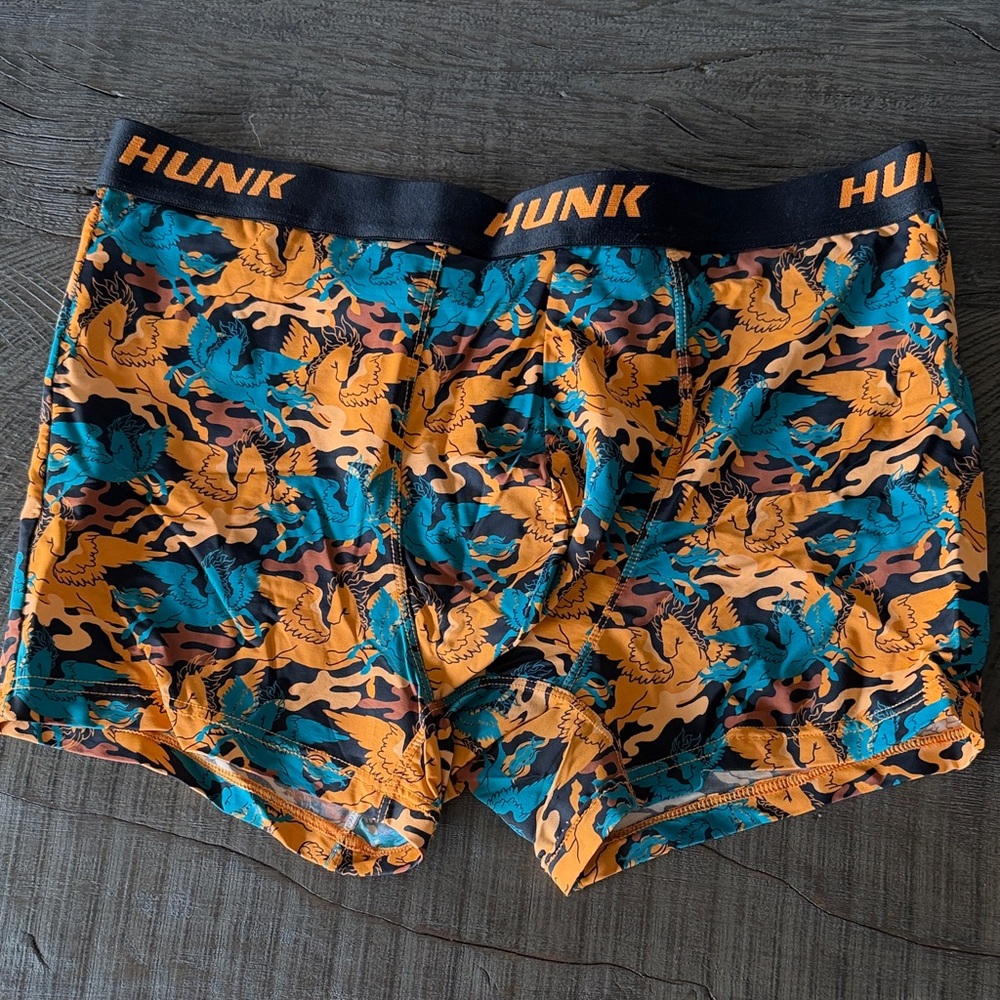Men's Camouflage Boxer Briefs - Vibrant Orange and Blue